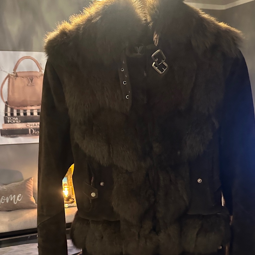 Luxurious Black Fur-Trimmed Women's Jacket